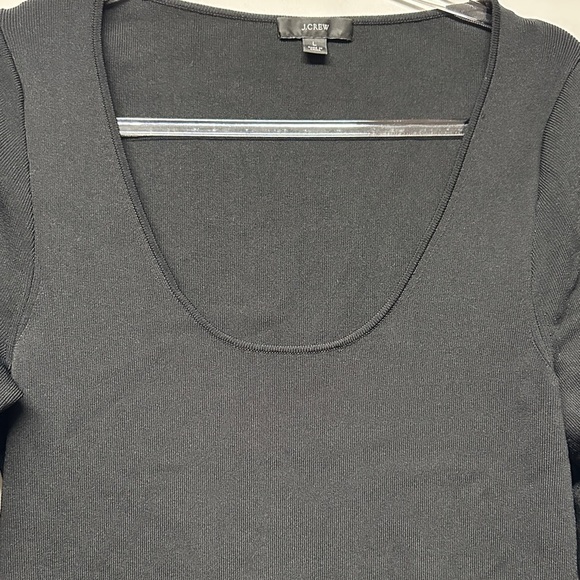 J. Crew Scoop Neck Ribbed Elegant Black Long Sleeve Dress L - Picture 5 of 6